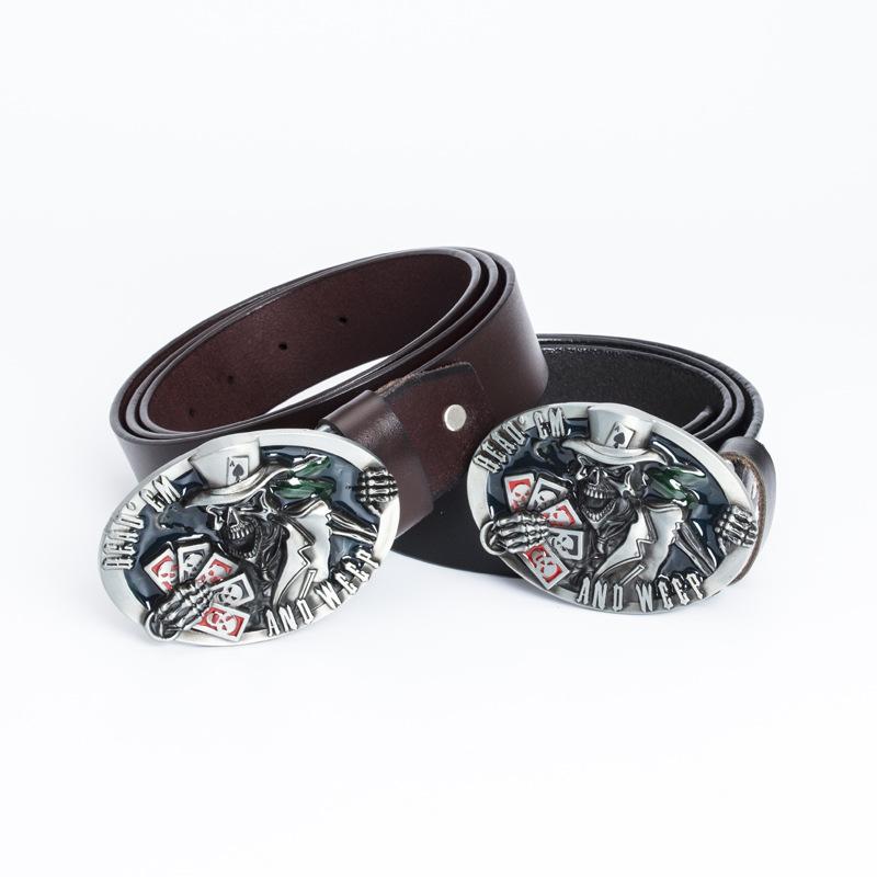 Alloy Belt American Skeleton Playing Card Modeling Belt Fashion Trend Personalized Western Denim Belt