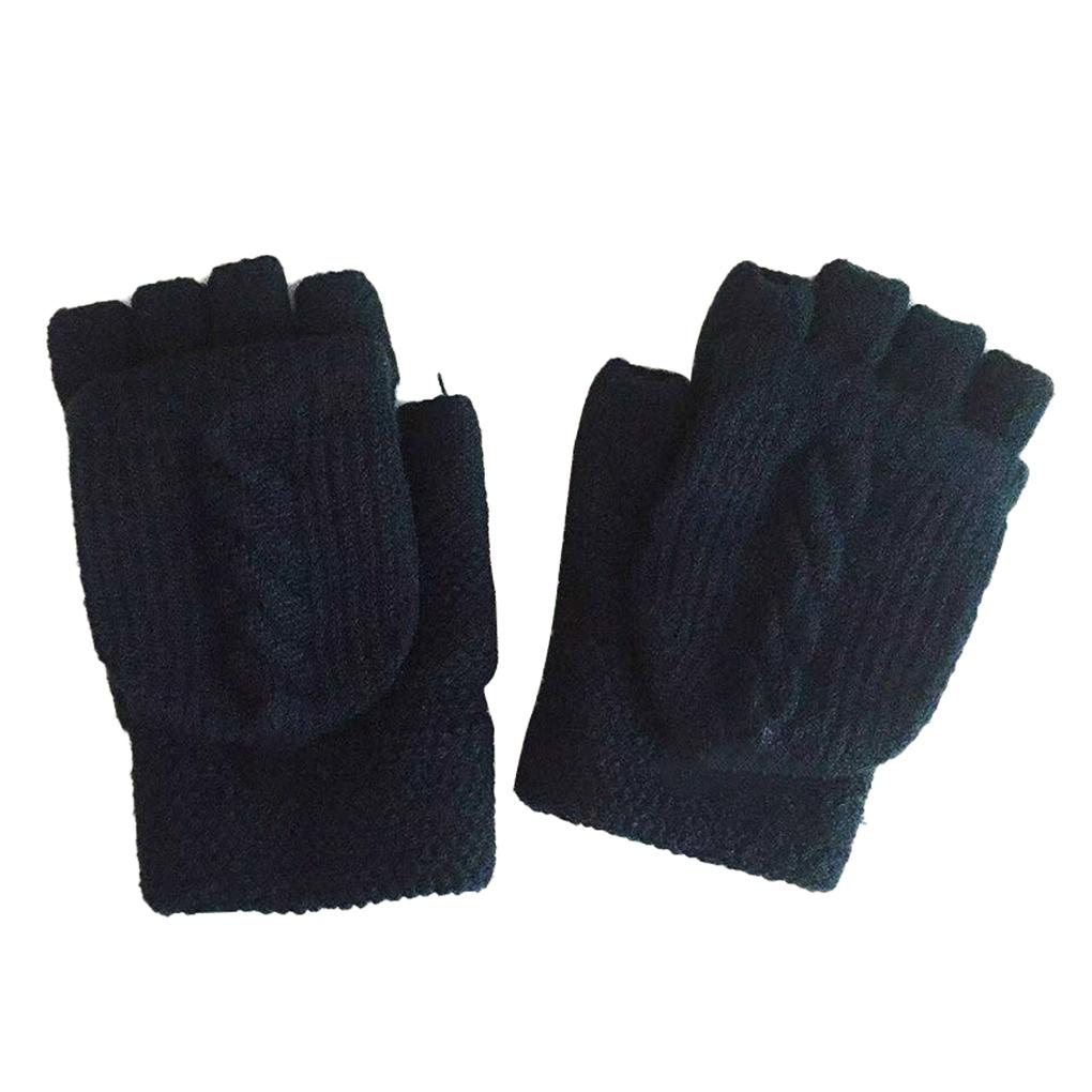 1 Pair Knitted Top Cycling Gloves Adjustable Half Finger Full Finger Winter Outdoor Hiking Warm Cotton Mittens