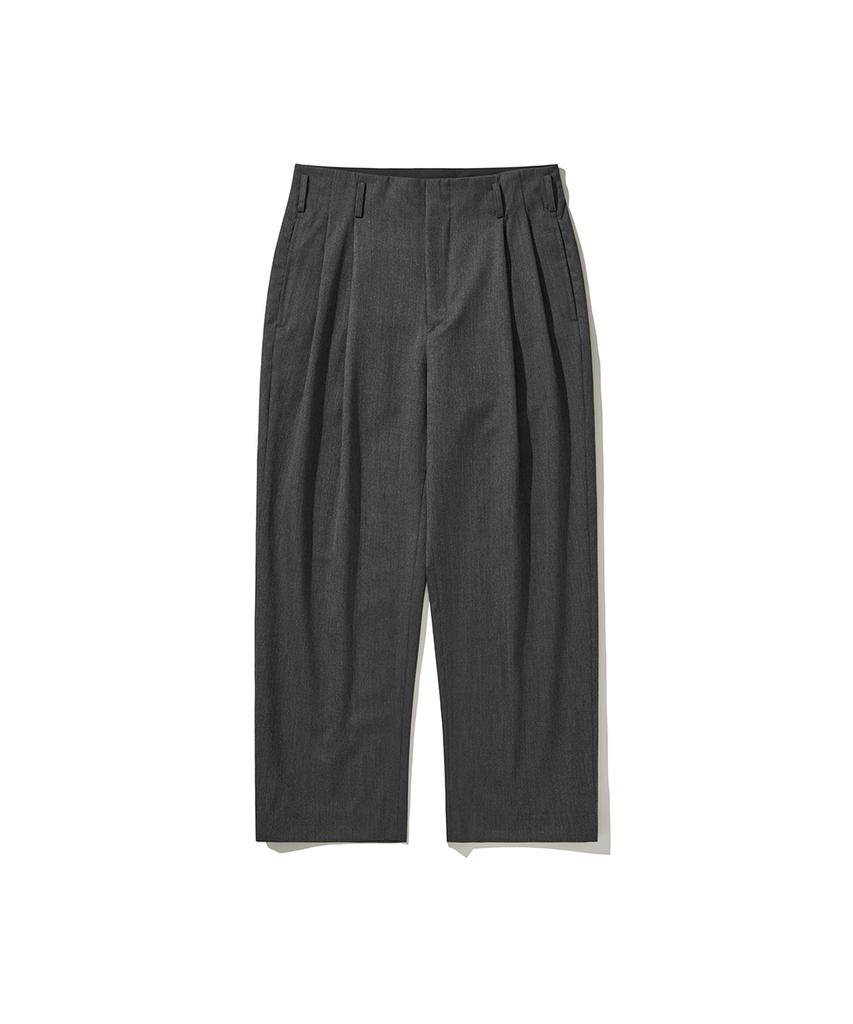 HISHANDER Unset Two Pleats Pants Gray