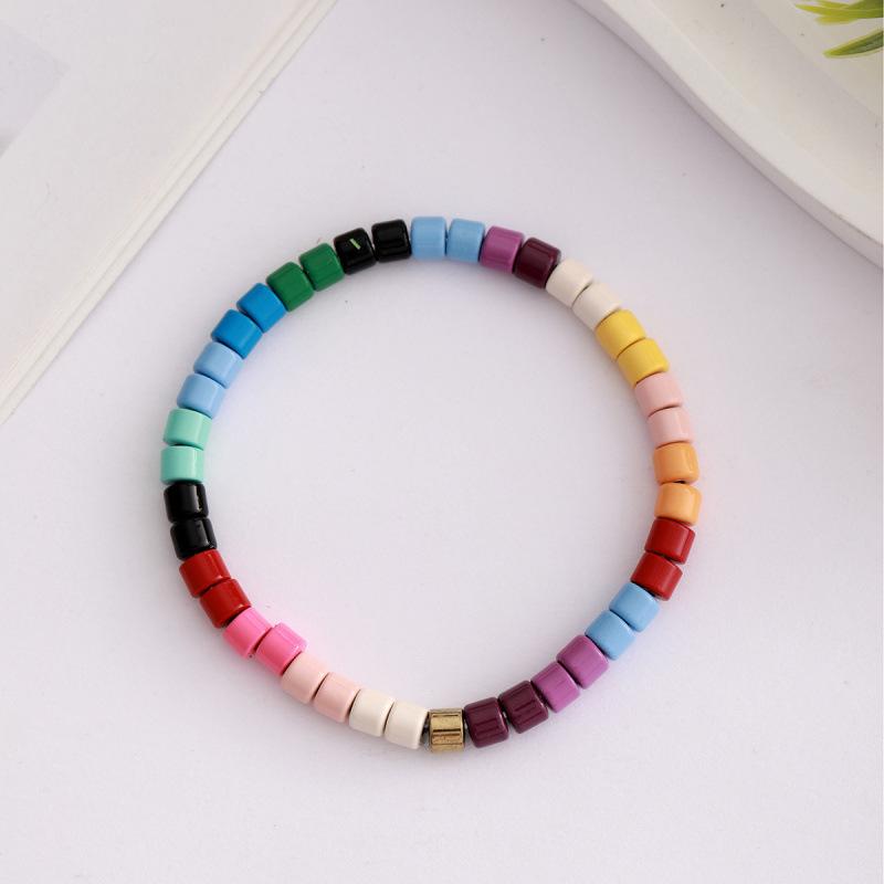 Trendy New Arrival Alloy Colorful Beaded Collarbone Necklace Beaded Chain Bracelet Jewelry Set for Women