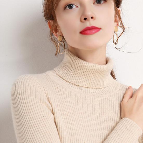 Women Bottom Sweater Turtleneck Long Sleeve Slim Fit Knitting Tops