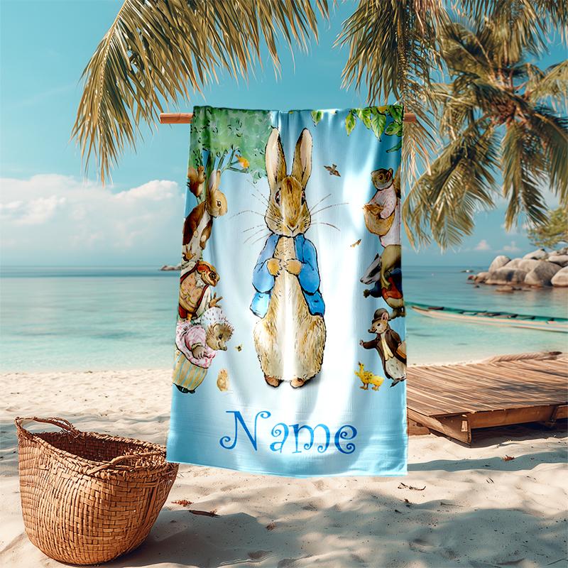 Personalized customized proof beach towel with Peter Rabbit pattern - soft, absorbent,quick-drying,perfect swimming,camping&bathing