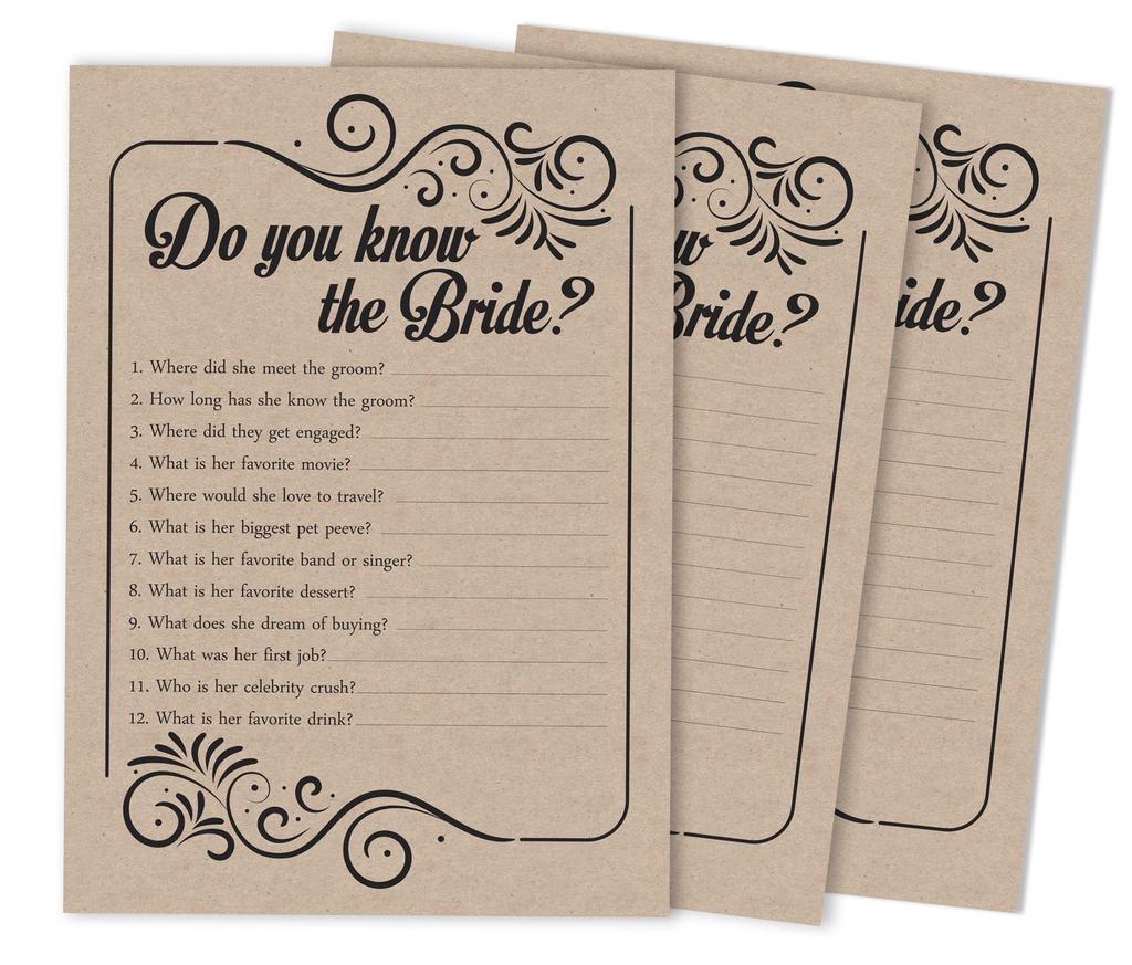 Inkdotpot 50A  Fill In Style KraftA  BingoA  GameA  CardsA  For Bridal Wedding Shower Bachelorette Party Bulk Blank Square Fill In Gift