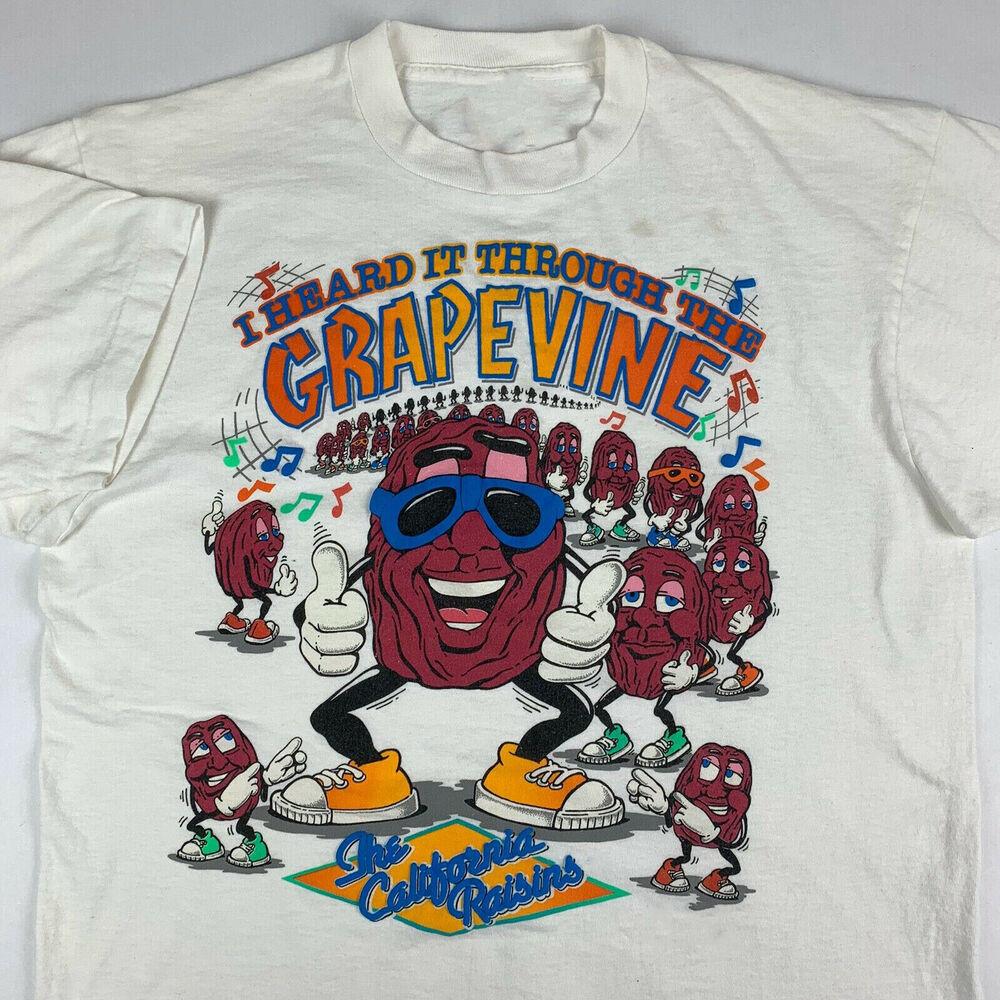 Vintage The California Raisins Men T-shirt White Cotton Tee All Size S-4XL JJ591