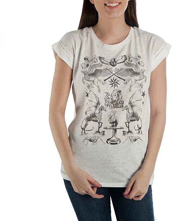 

Bioworld Harry Potter Juniors Magical Creatures Rolled Sleeve White Shirt NWT M L