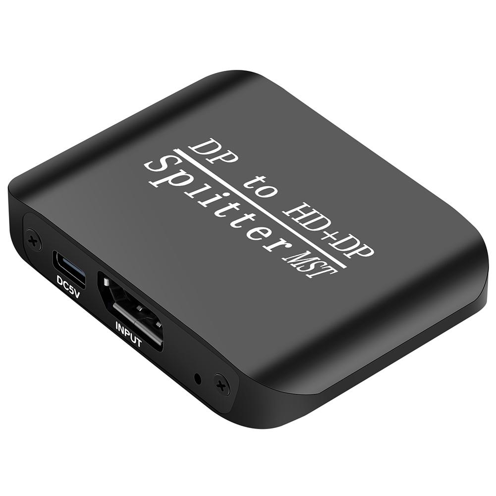 

DP To DP+HDMI-Compatible Splitter 1 in 2 Out Displayport To HDMI-Compatible Splitter 4K 60hz for Dual Monitor Extended Display чорний