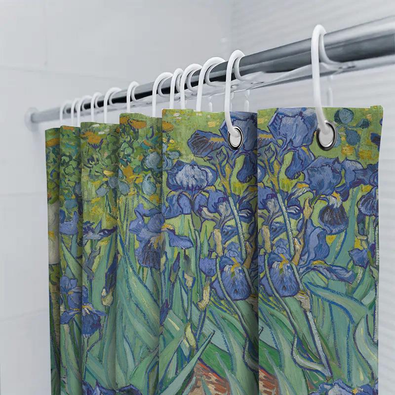 Decorative Shower Curtain Blue Flowers with Green Leaves 3D Printed Bath Decor Modern Home Accessories Customized Size Available