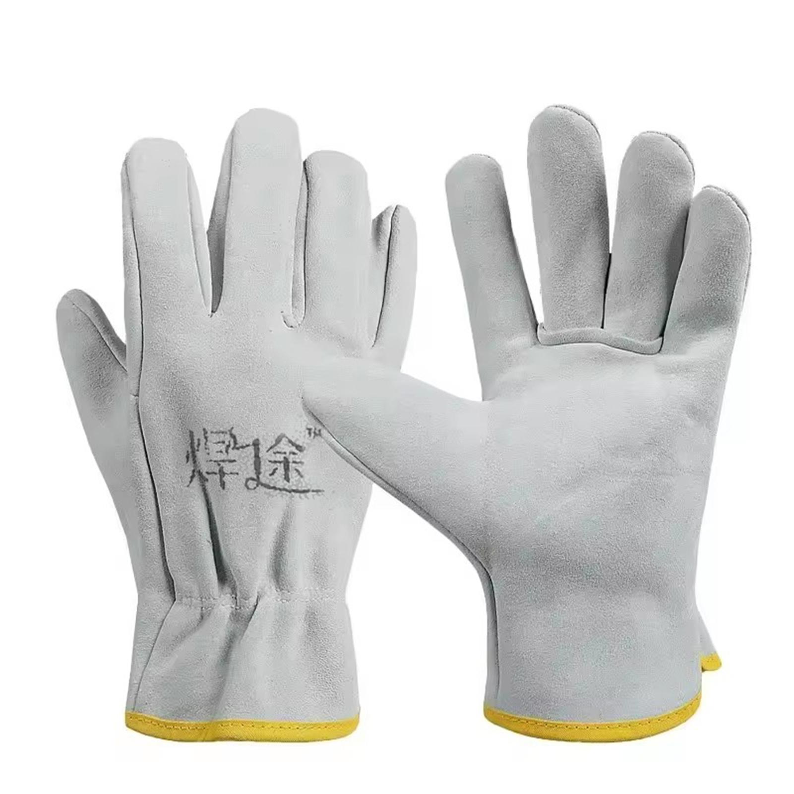 

Cowhide Leathe Gloves,Welding Safety Gloves,Heat Resistant Leather Work Gauntlets,Industrial Cut Resistant Leather Gloves сірий