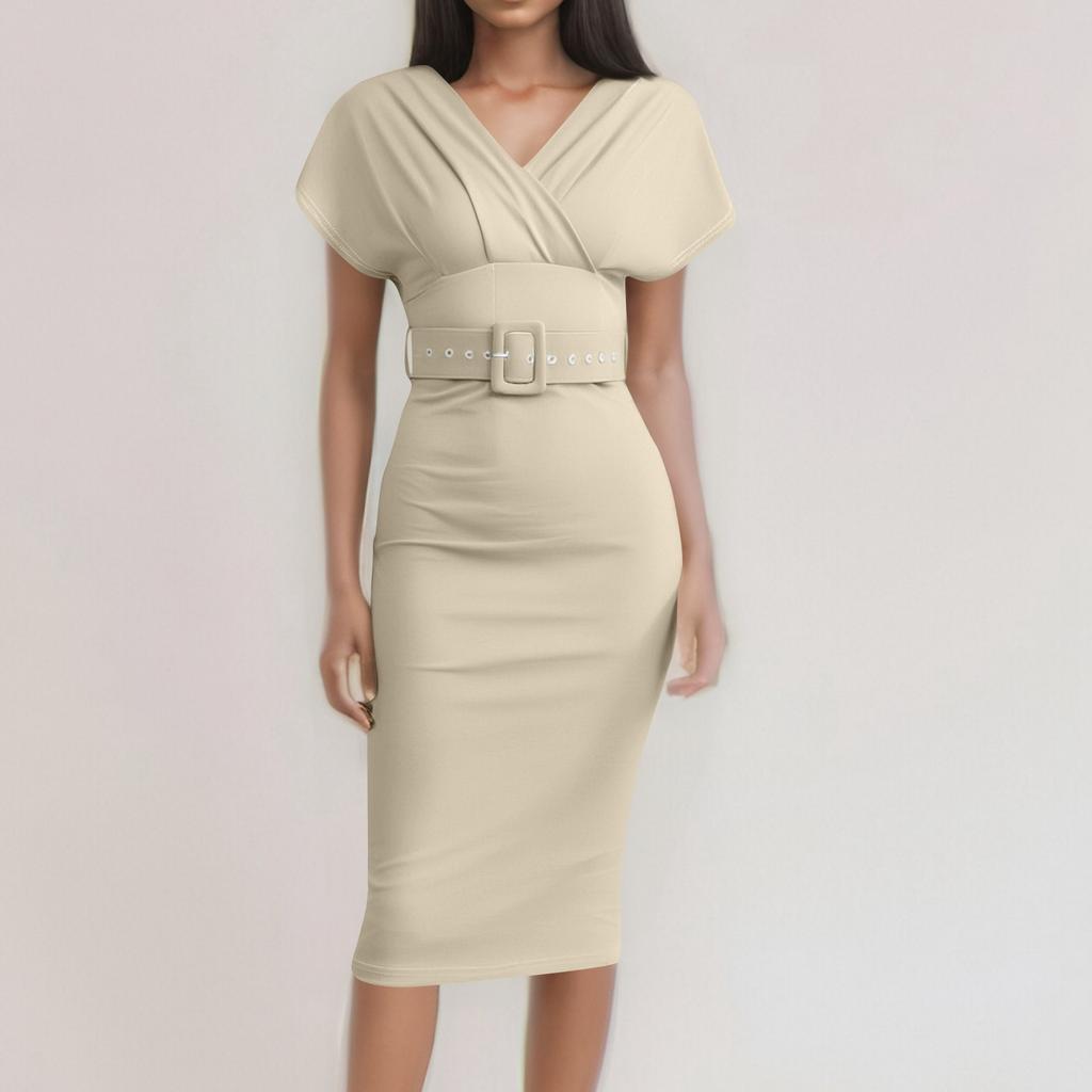 Robe décontractée à la mode pour femmes, épaules dénudées, taille haute, avec ceinture