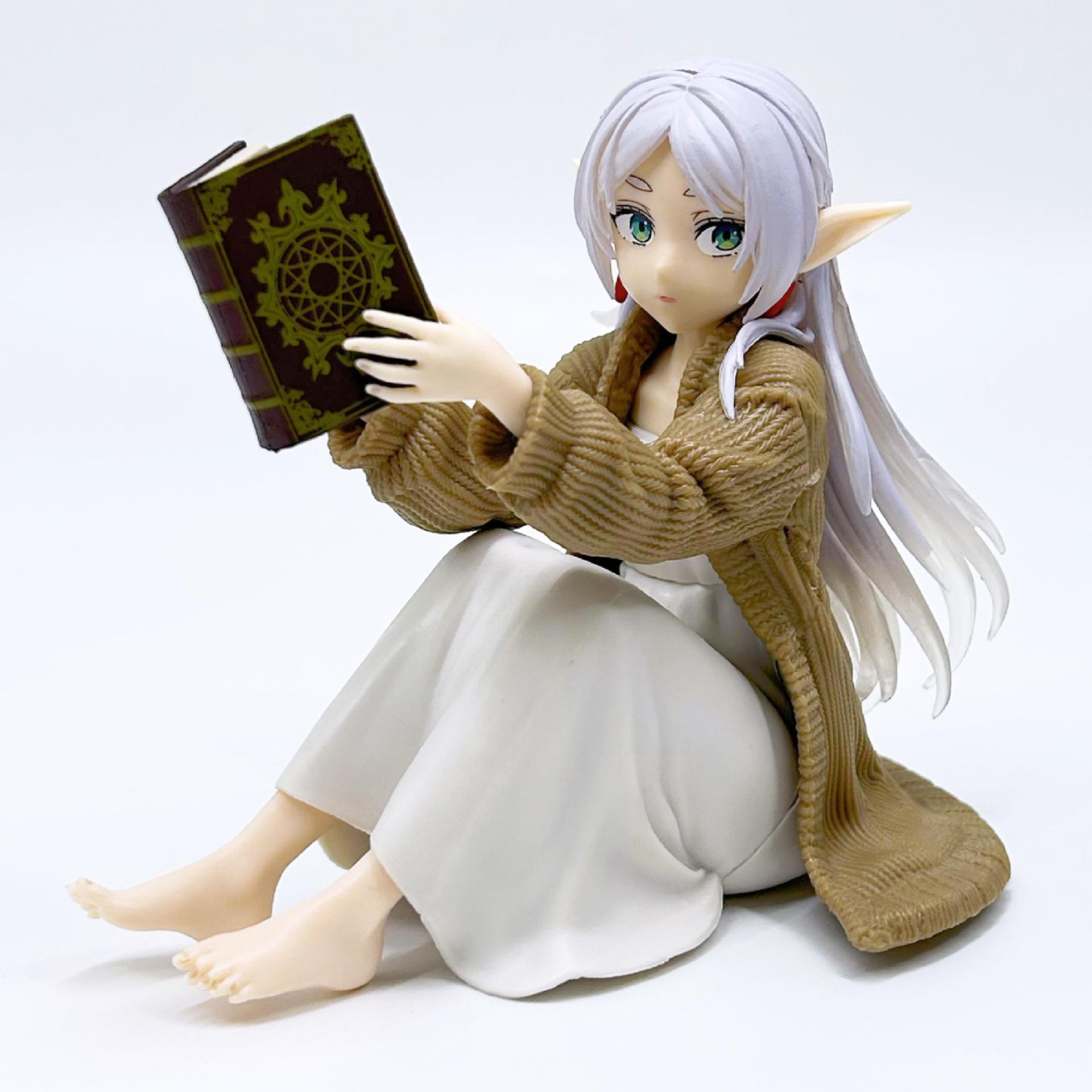 New   frieren beyond the end of the journey anime figure frieren reading action collectible pvc models  statue  gifts