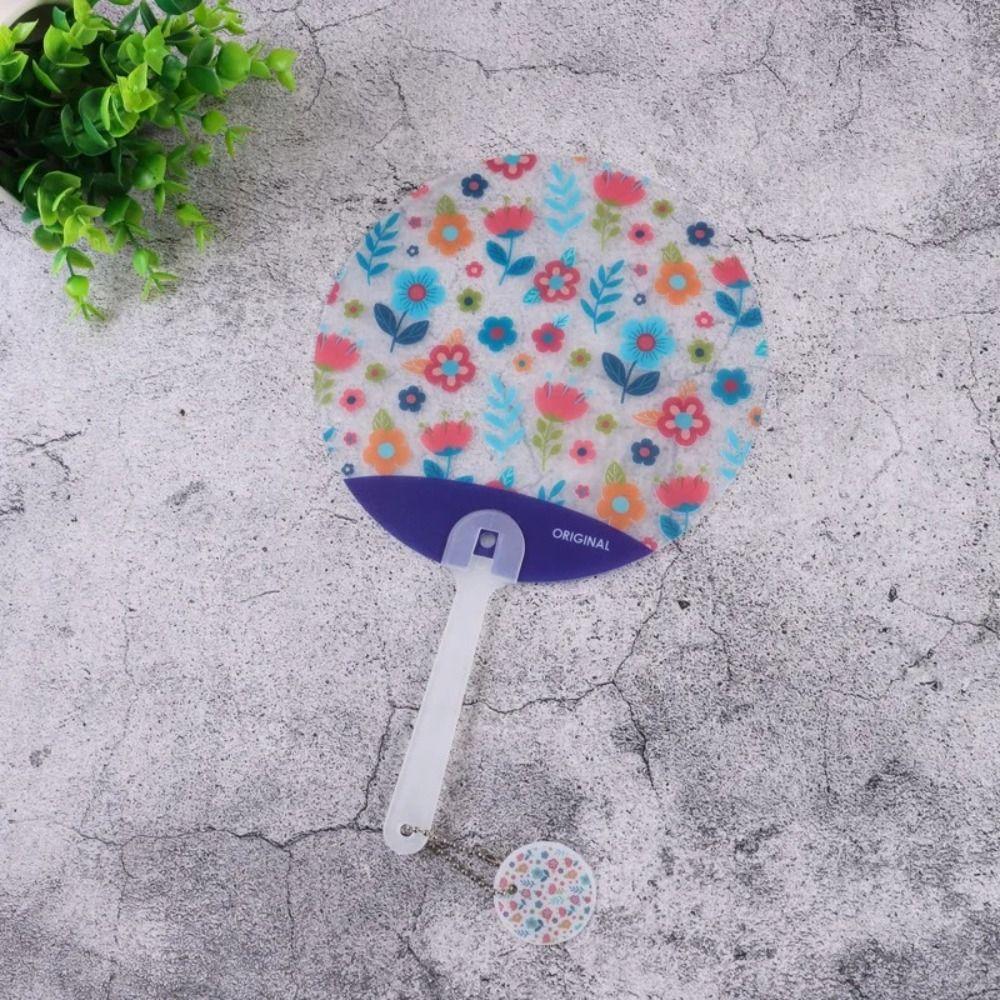 10Pcs Mini Graffiti Fan Handle Transparent Kindergarten Fan Handle  Fan Handle Replacement