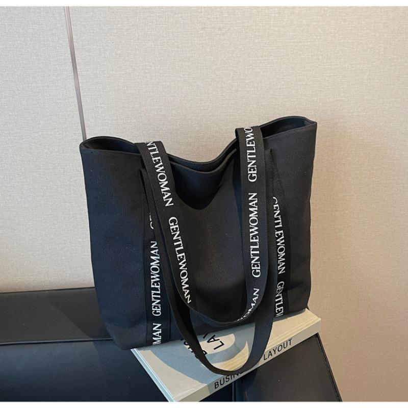 

Canvas bag women s new trendy casual fashion hand shoulder bag large capacity class commuter tote bag чёрный