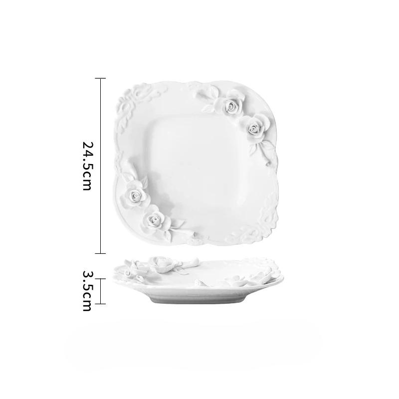 

Креативный рельеф Изысканная керамическая тарелка Послеобеденный чай Десерт Фрукты Тарелка на высокой ножке Французский стиль Вечеринка Уникальные обеденные тарелки