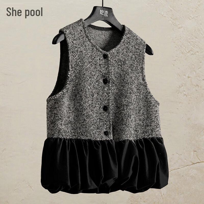 

Women s Contrast Stitch Knitted Vest One Size