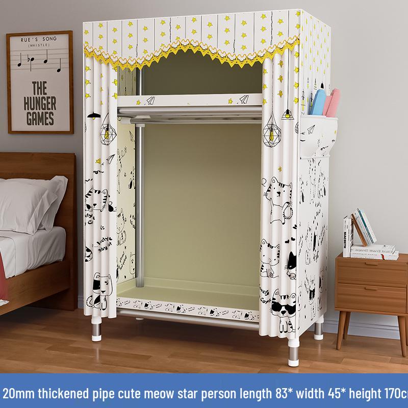 Thickened Steel Pipe Fabric Wardrobe for Dorm or Bedroom Storage