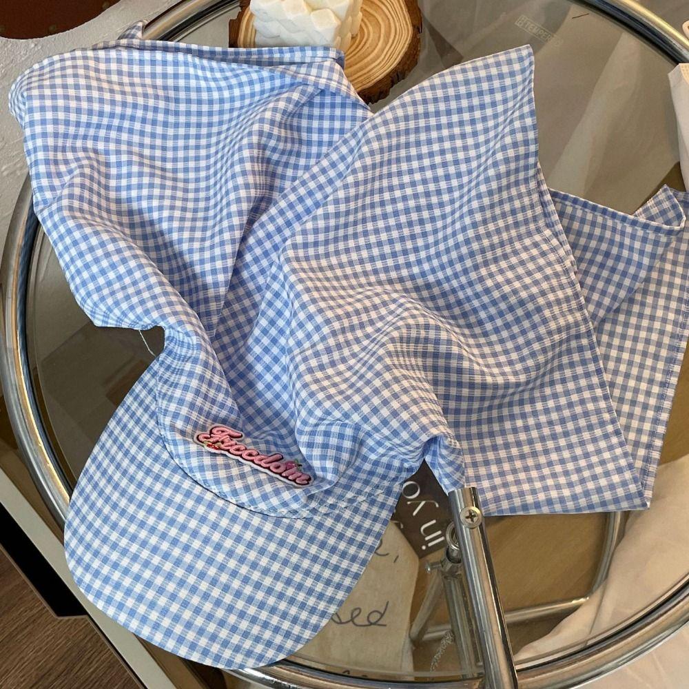 Korean Style Plaid Baseball Cap Cotton Letter Headscarf Hat Strappy Bandana Hat  Beach