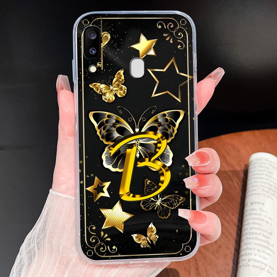 Für Samsung Galaxy A20 A20S A21 A30 A30S Handyhülle Schmetterling Buchstaben Weiches TPU Klare Silikonhülle Für Galaxy A 20 A 30 Gehäuse