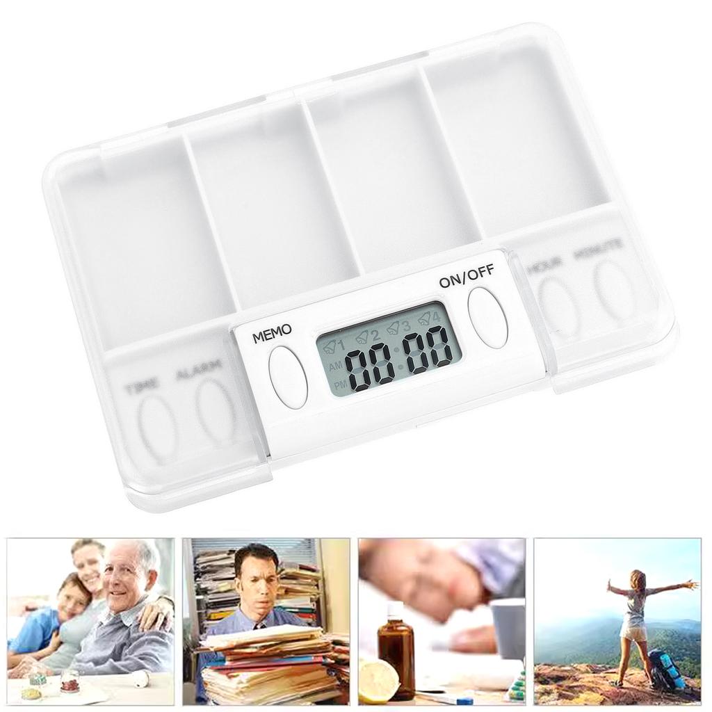 Portable Smart Medication Reminder Box Electronic Medicine Dispenser Digital Medicine Storage Case with Multiple Compartments for Home Travel