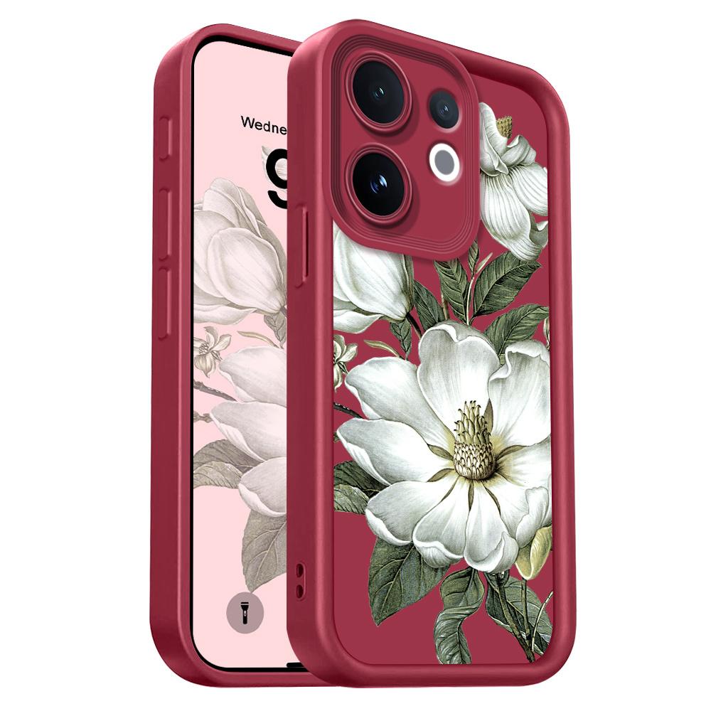 

Magnolia Flower Phone Case For VIVO V60 V50 V40 Lite V30 V29 V29E V27 V27E V25 V25E V23 V23E Pro 4G 5G Staircase Soft Cover Vivo V40 винный