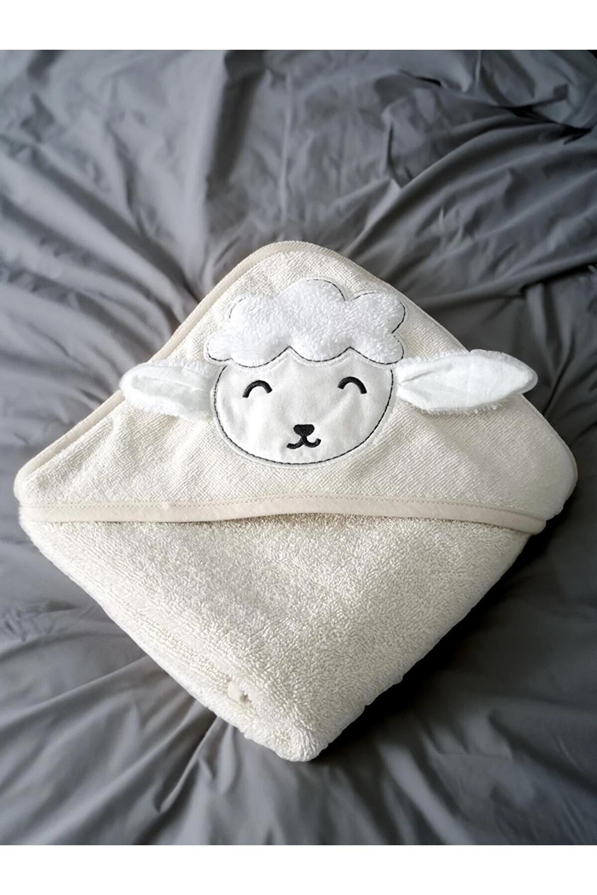 

100% хлопок, кремовое детское полотенце с вышивкой и рисунком животных, 75х75см кремовый