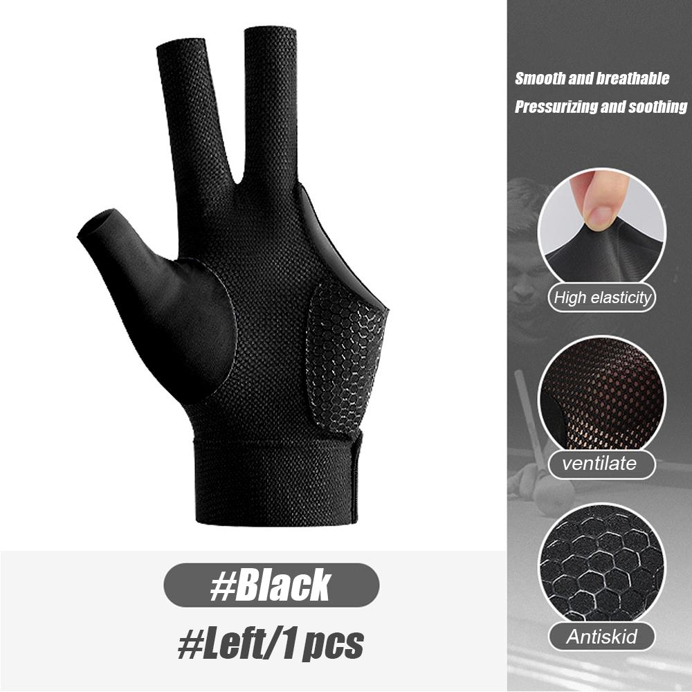 

1 упаковка высококачественных перчаток для бильярдного кия, бильярдные перчатки для левой руки, открытые три пальца, аксессуары для фитнеса для мужчин и женщин