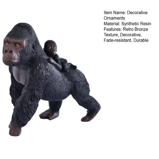 Gorilla Resin Statue, Sitting Monkey Figurine Sculpture, Industrial Home Decor for Living Room Office Desk Bookshelf, Industrial Modern Home Decor