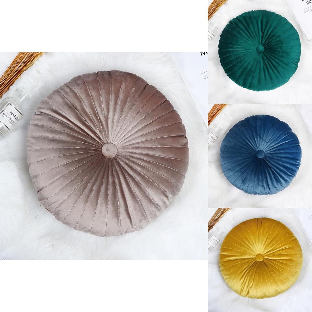 Plush Round Pumpkin Back Seat Chair Cushion With Charming Pleated Pattern And Soft Feel
