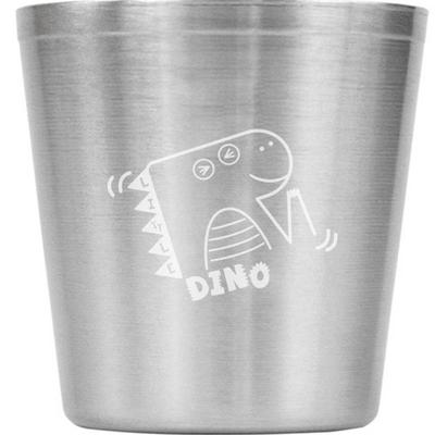 Küche U Aiju Dinosaurier Edelstahl Doppelbecher, Silber, 1 Stück