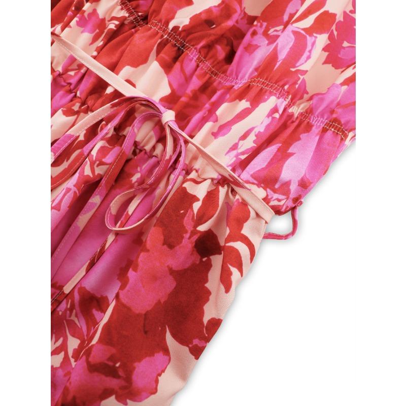 Spring and Autumn Women's Long Sleeve Printed Dress Slim Temperament Mid-Length Dresses