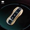 For Porsche Cayenne Coupe Panamera Taycan 911 971 9Ya Macan Boxste Carbon Fiber Car Key Fob Case Cover Keyless Chain Ring Holder