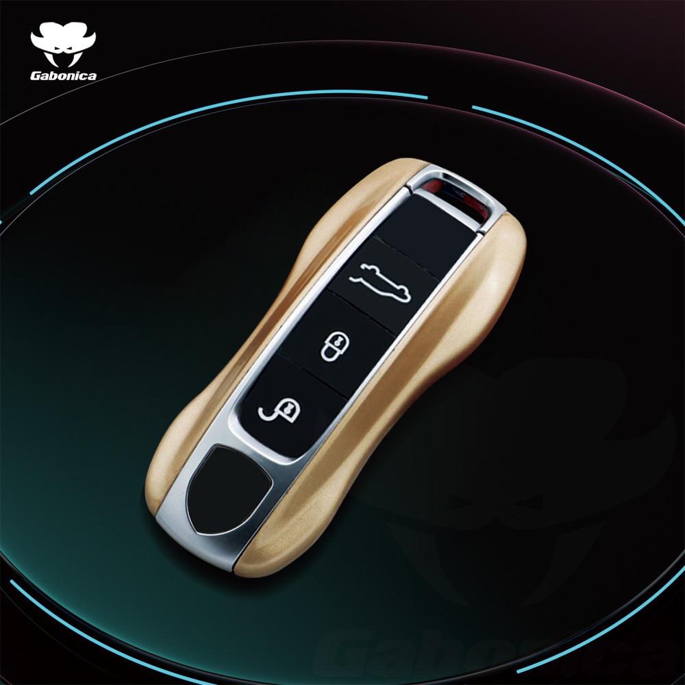 For Porsche Cayenne Coupe Panamera Taycan 911 971 9Ya Macan Boxste Carbon Fiber Car Key Fob Case Cover Keyless Chain Ring Holder