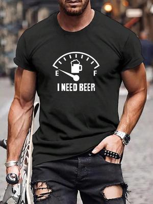 Beer Men Cotton T-shirt Luxury Brand Fashion Big Size Top Casual Short Sleeve Streetwear Classic Print New Arrival Tee S-4XL