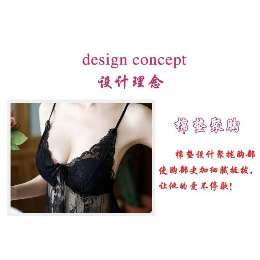 Fun Underwear Suspender Lace Nightdress Steel Tray Gathers Chest Pad Hot Transparent Passion Temptation Pajamas Women Wholesale