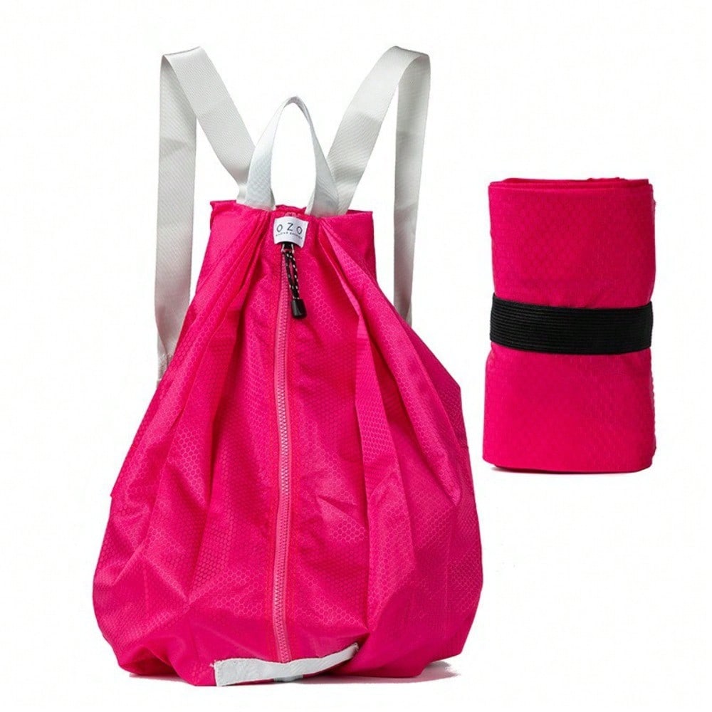 Sac à dos pliable de grande capacité, Voyage en plein air, Sac à dos de sport portable épaissi imperméable, Sac pliable rose red multicolore