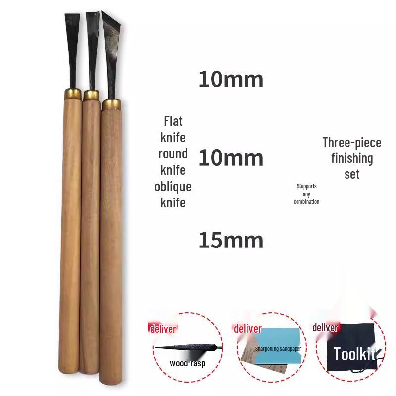 Dongyang Handmade Wood Carving Knife Set: Root, Flower, and Roughing Shaping Chisels.