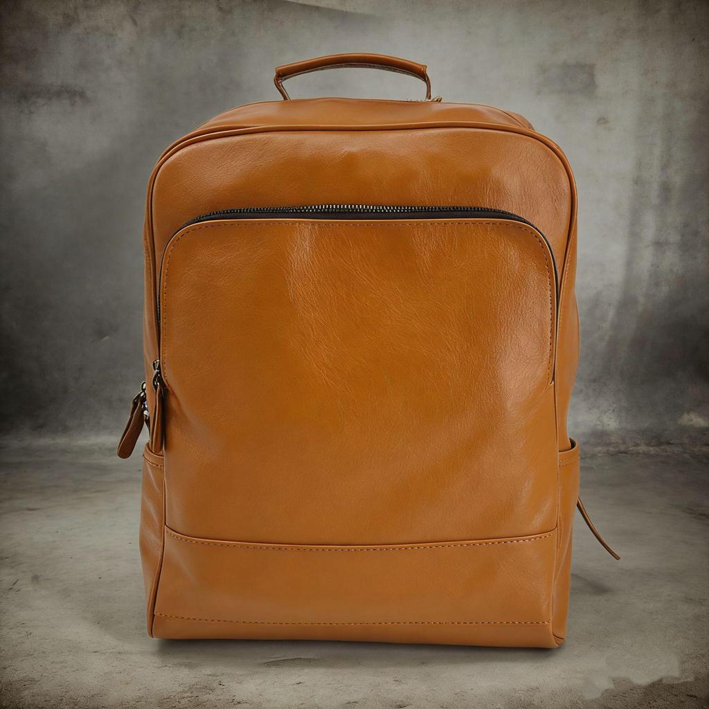 Genuine Leather Men's Large Capacity Backpack - European & American Style, Outdoor Cowhide Business Travel Computer Bag