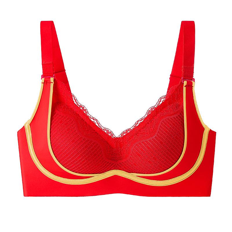 

[Lift] Simple sexy underwear without steel ring upper support gather seamless comfortable bra summer 40/90abc through cup