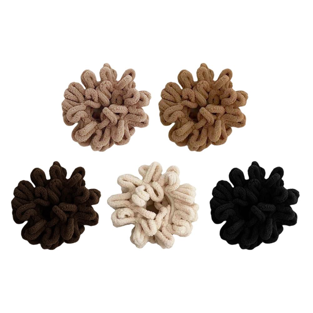 Kvinnor Eleganta Enfärgade Veck Plysch Mjuka Elastiska Hårband Hårhästsvans Elastiska Accessoarer Mode B8X6