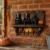Lightweight Wooden Ghost Decor Halloween Key Holder, Lady Holder with 4 Hooks, Wall Entryway Organizer Rack Mounted Spooky for Hallway Home