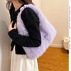 Autumn and Winter New Fashion Macaroon Women's Shoulder Bags Fluffy Long Plush High Capacity Armpit Bags Foreign Style Female Portable Large Tote Bags