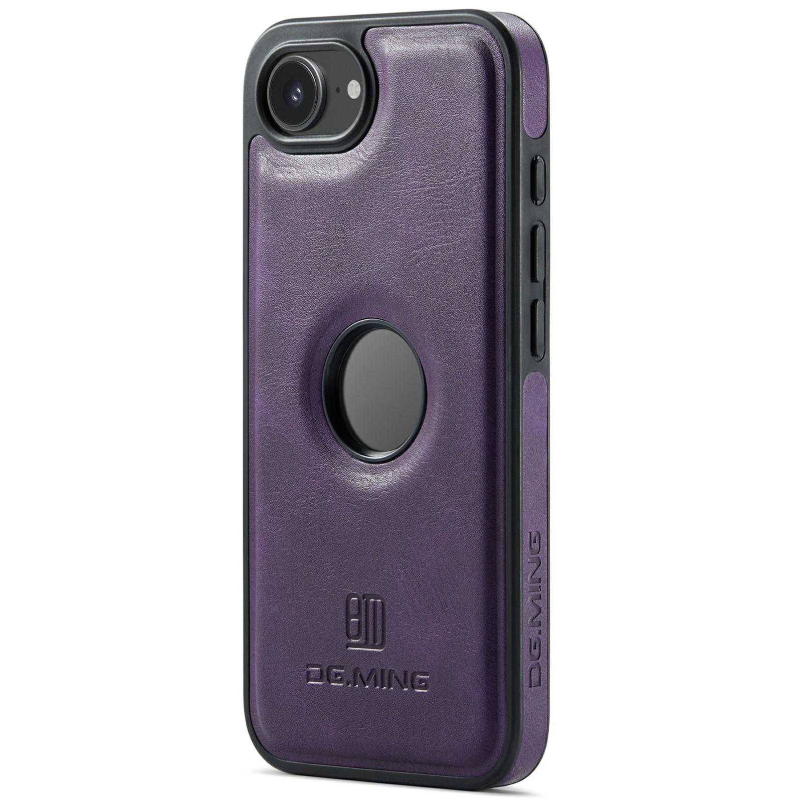 

DG.MING For iPhone 16e Case Anti-Drop Leather Coated PC + TPU Phone Back Cover C