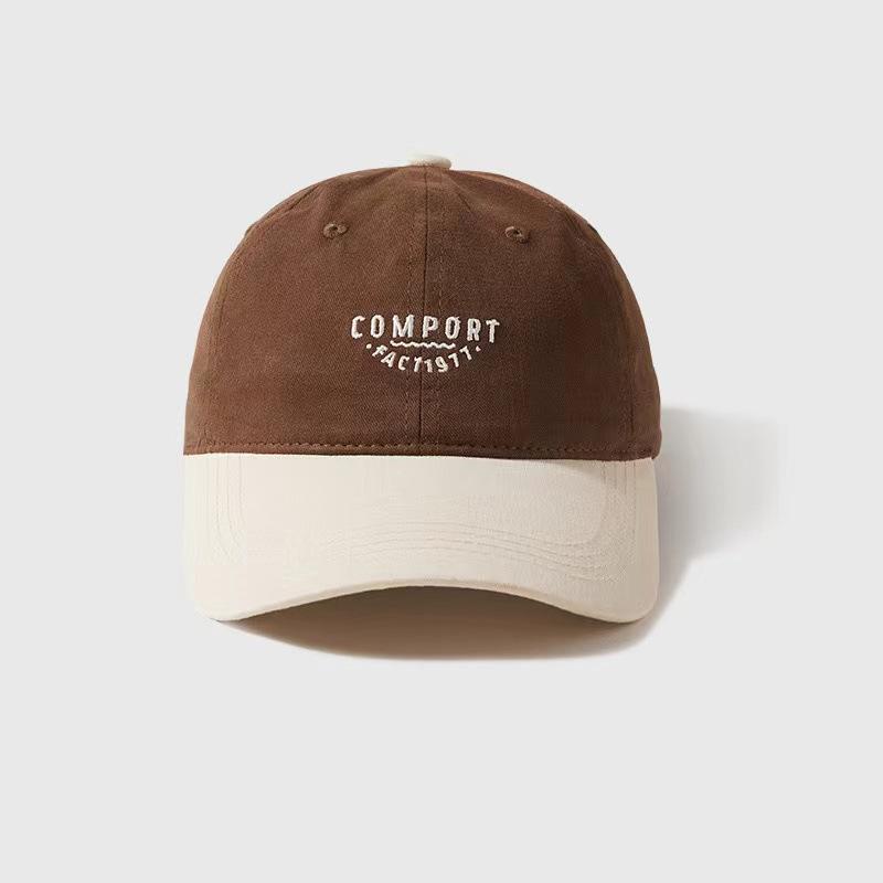 Retro Street Kontrast Bestickte Buchstaben Baseballkappe Damen Großer Kopfumfang Zeigt Gesicht Klein Entenkappe Sonnenschutz