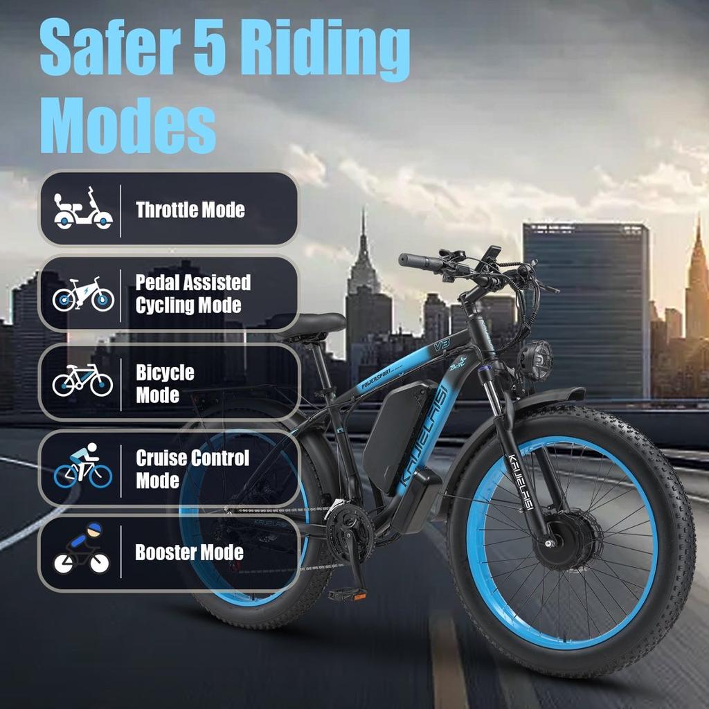 KAIJIELAISI E Bike V3 Motore 4000W Picco Batteria 48V23AH Bicicletta Elettrica 26 Pollici Gomme Grasse Freno Idraulico Bicicletta Elettrica Fuoristrada