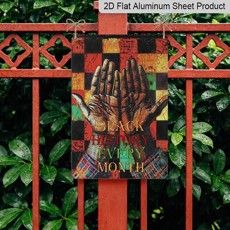 2D Flat 1pc Black History Month Celebration Metal Sign, 8x12 Inches - Vibrant African-Inspired Design with Raised Fist Symbol, Ideal for Home