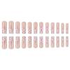 Long Water Drop Shape Pink Floral Press-On Nails With White French Tip Sweet Ins Style Fake Women