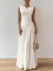 New  Elegant A-Line Ruched Waist Long Dress Evening Gown Women's Clothing