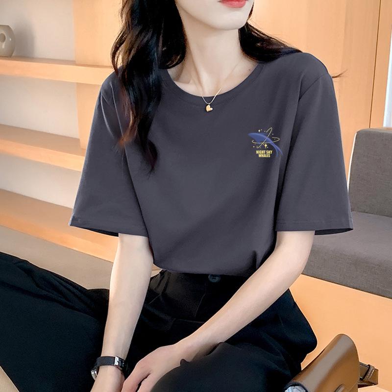 Women's 2025 Summer Unisex Round Neck Printed Short-Sleeve Loose Cotton T-Shirt