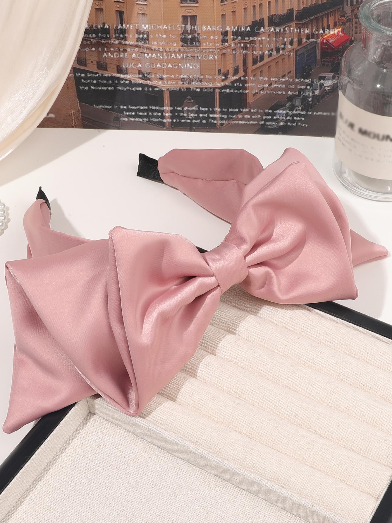 

1 шт. Повязки на голову с узлом-бантом для женщин, Нескользящая модная повязка для волос с кроличьими ушками, Милые широкие аксессуары для волос для девочек - Розовый Белый