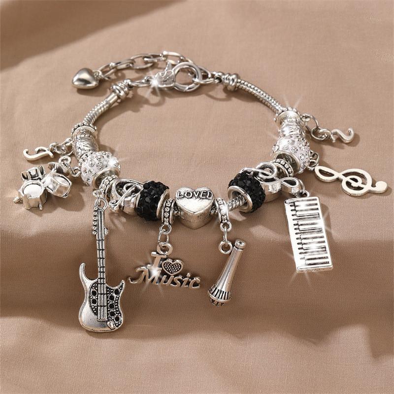 Copper Beaded Bracelet With Zircon Heart Pendant For Women Casual Jewelry Gift