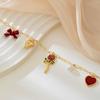 Fashion Red heart imitation pearl bow Necklace For Women Ladies